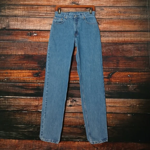 Levis Vintage 550 Jeans 9 Long Relaxed Tapered High Rise Mom Blue Denim 2000 - Picture 2 of 8